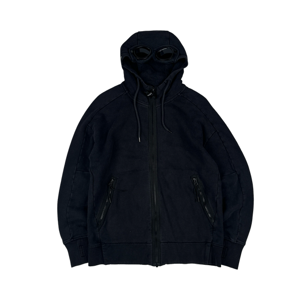 CP Company Black Cotton Goggle Hoodie - Medium