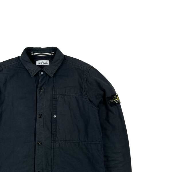 Stone Island 2012 Black Cotton Quilted Buttoned Overshirt - XL