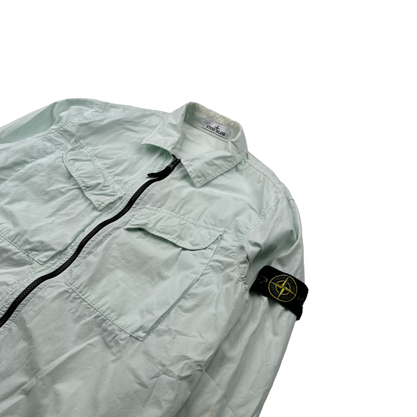 Stone Island 2022 Ice Blue Cotton Zipped Overshirt - Large