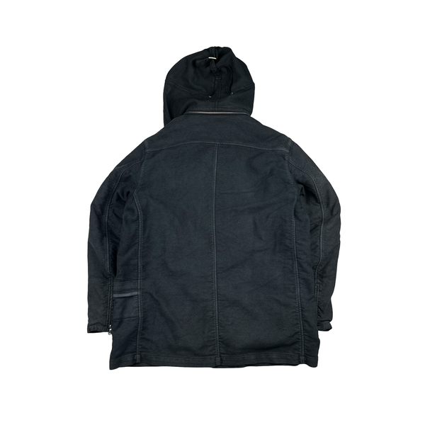 CP Company Black Mole Skin Sherling Collar Moleskin Multi Pocket Goggle Jacket - XL