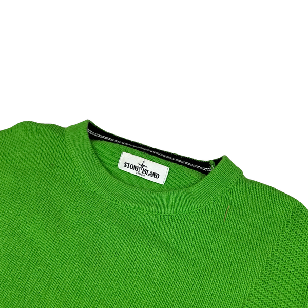 Stone Island 2012 Green Knit Compass Embossed Crewneck Jumper - XXL