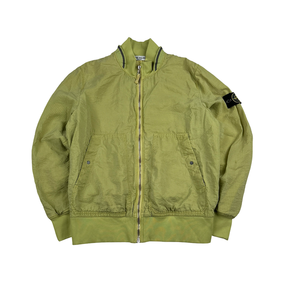 Stone Island 2010 Yellow Green Screen Carbon Silk Bomber Jacket - XL