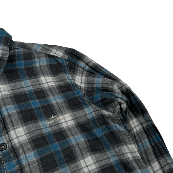 Stone Island 2011 Blue Cotton Plaid Buttoned Shirt - Medium