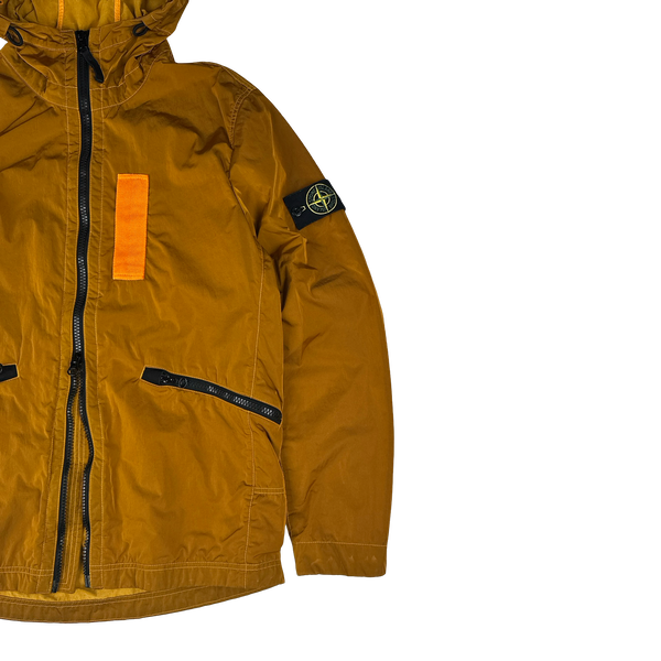 Stone Island 2017 Orange Nylon Metal Flock Hooded Jacket - Large