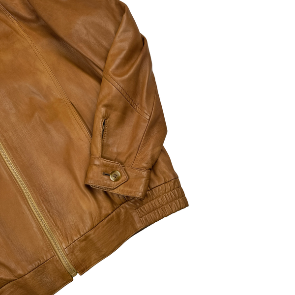 Burberry Leather Nova Check Wool Lining Bomber Jacket - Large