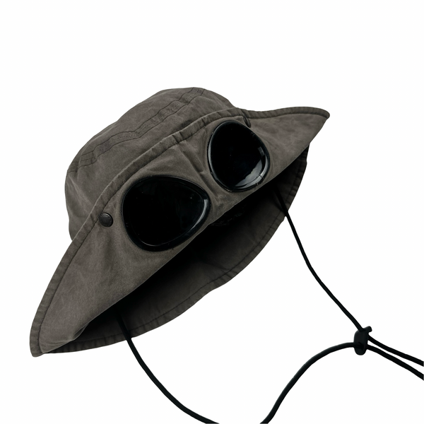 CP Company x Barbour Grey Waxed Google Bucket Hat - Medium