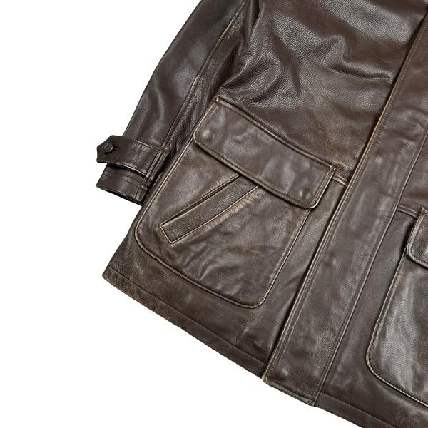Ralph Lauren Brown Heavyweight Leather Jacket - Medium