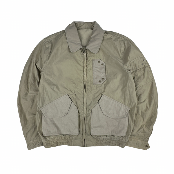 Ten C Beige Multi Pocket Mid Layer Zipped Overshirt Jacket - XL