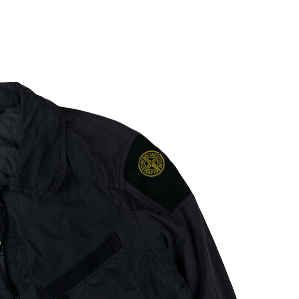 Stone Island 2004 Navy Cotton Embroidered Compass Overshirt - Medium