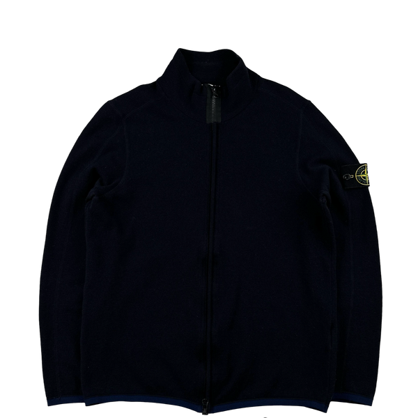 Stone Island 2016 Navy Wool Zipped Knitted Jumper - Small