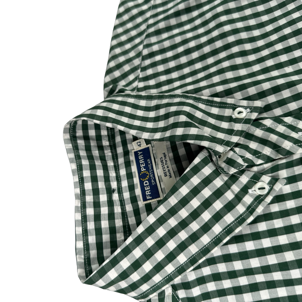 Fred Perry Green Gingham Buttoned Shirt - Large