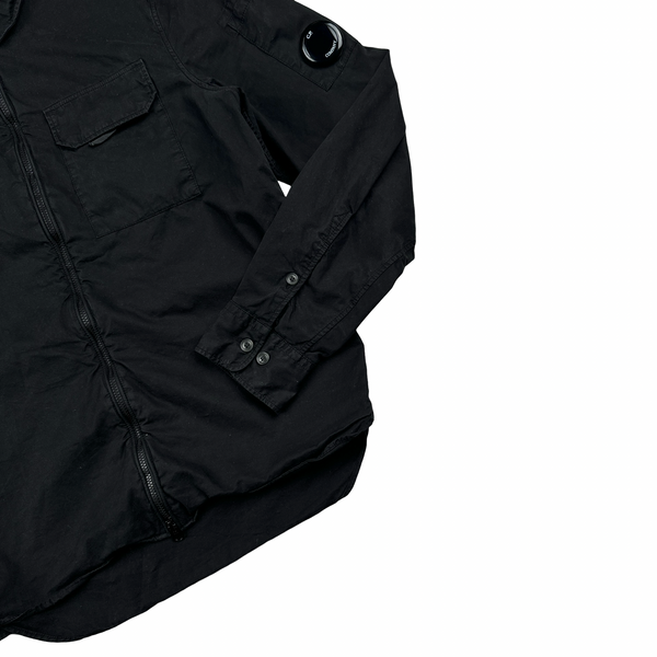 CP Company Black Zipped Cotton Overshirt - Small