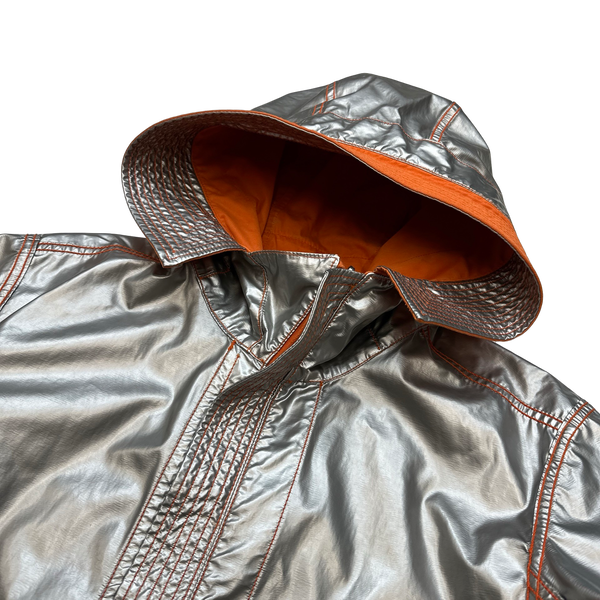 Stone Island Reversible Silver Orange Spaceman Raso Gommato Jacket - Small