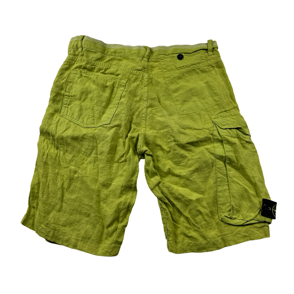 Stone Island 2009 Lime Green Linen Shorts Small