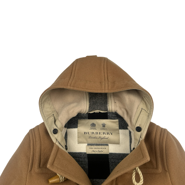 Burberry Check Lined Wool Duffle Coat - Medium