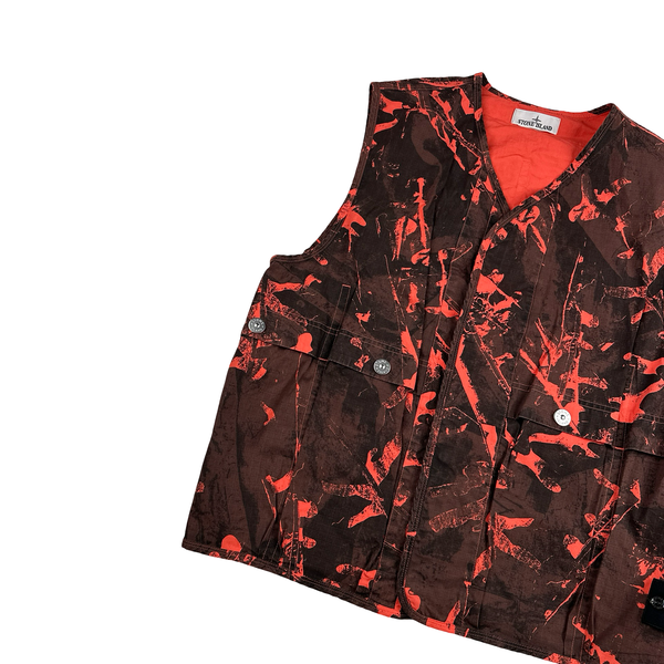 Stone Island Red Scan Camo Ripstop Gilet - Large