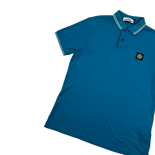 Stone Island Blue Short Sleeve Polo Shirt - Large