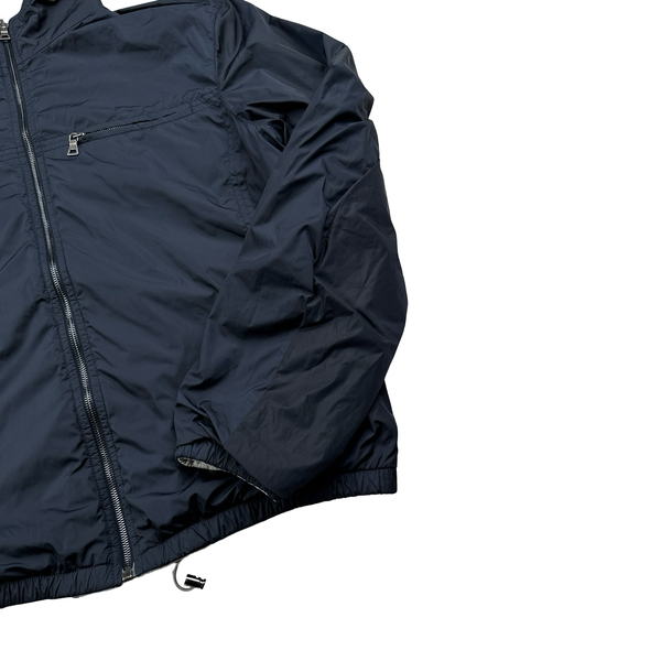Prada Black Tab Navy Nylon/Grey Fleece Reversible Jacket - 3XL