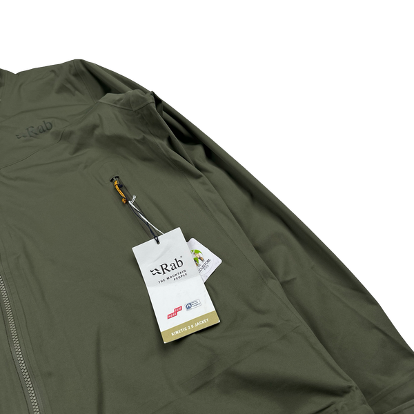 RAB Khaki Kinetic 2.0 Waterproof Lightweight Rain Jacket - Medium