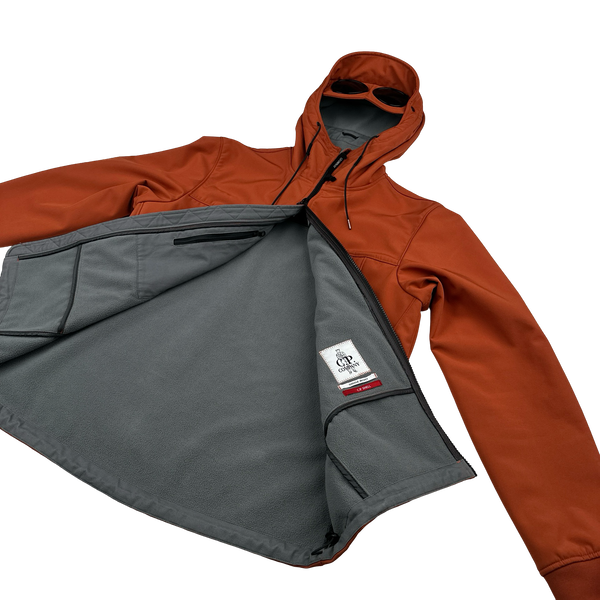 CP Company Burnt Orange Fleece Lined Goggle Soft Shell Jacket - Large