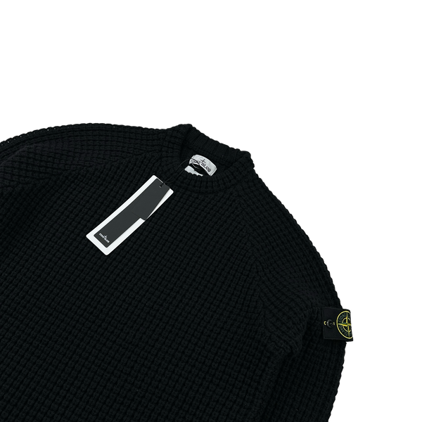 Stone Island X Dover Street Market 2023 Black Thick Wool Printed Crewneck Jumper - Medium & Large
