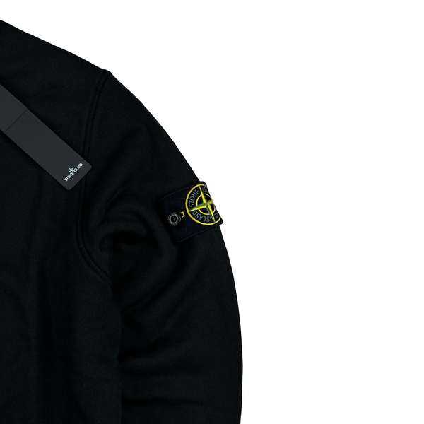 Stone Island 2023 Black Cotton Quarter Zipped Jumper - Small