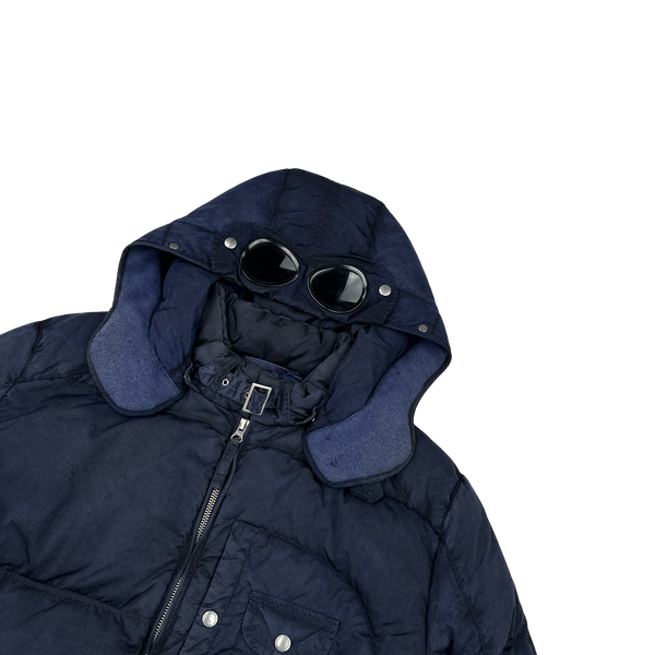 CP Company Blue Down Filled Frosted Nylon Puffer Jacket - Large