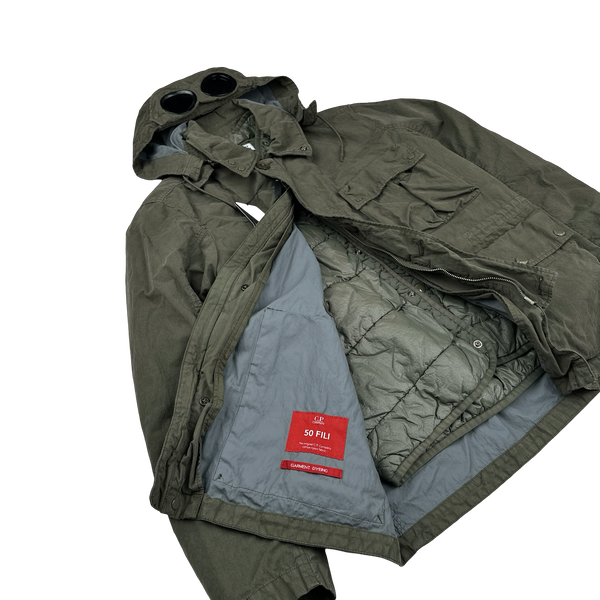 CP Company 50 Fili Down Filled Khaki Goggle Jacket - Medium