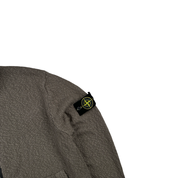 Stone Island 2024 Mocha Linen Cotton Knit Zipped Jumper - Medium