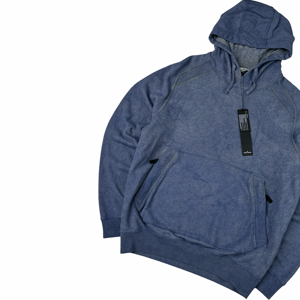 Stone Island 2021 Blue Dust Treatment Pullover Hoodie - Small