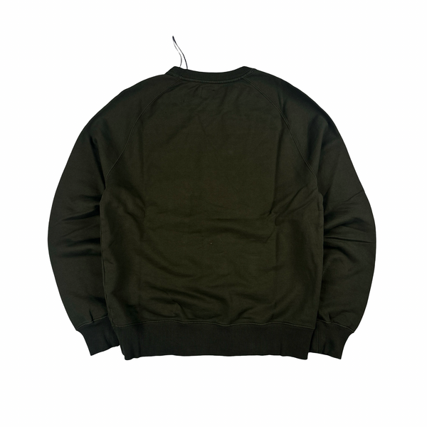 CP Company 00s Khaki Cotton Garment Dyed Crewneck Jumper - Large