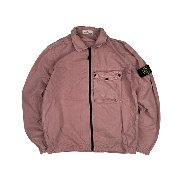 Stone Island 2021 Pink Cotton Zipped Overshirt - Large
