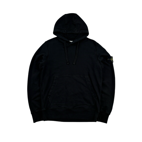 Stone Island 2020 Black Cotton Pullover Hoodie - Small