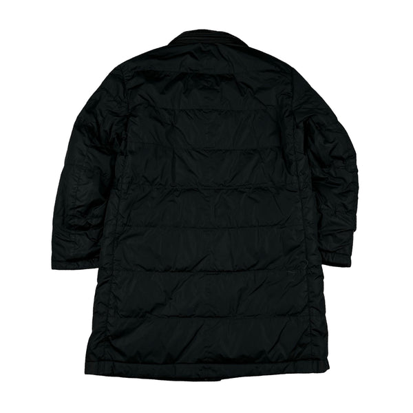 Prada Black Nylon Spellout Tab Padded Reversible Jacket - Large