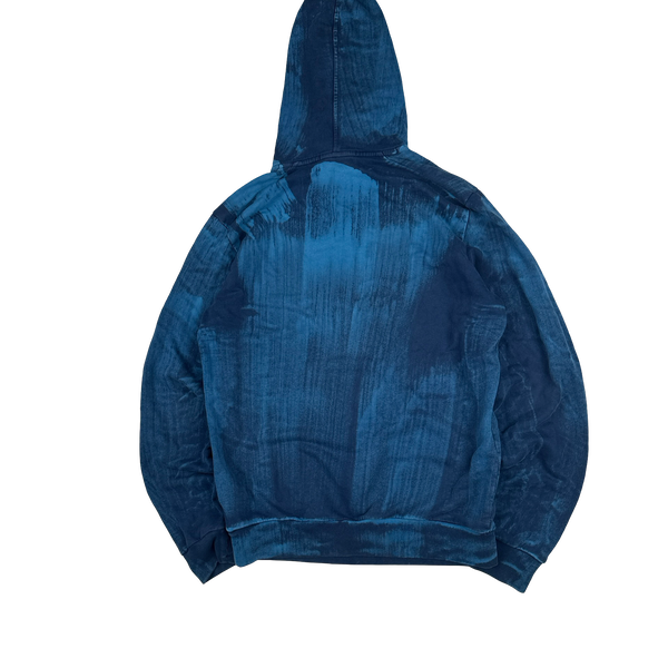 Stone Island 2018 Indigo Blue Hand Brushed Pullover Hoodie - Large