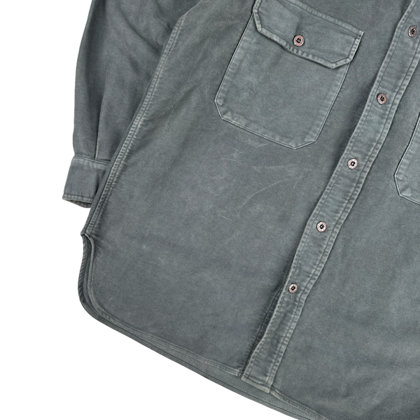 Stone Island 1996 Green Edge Thick Grey Fleece Shirt - Medium