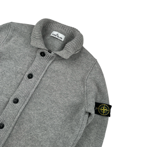 Stone Island 2015 Grey Lambswool Buttoned Knit Jumper - Medium