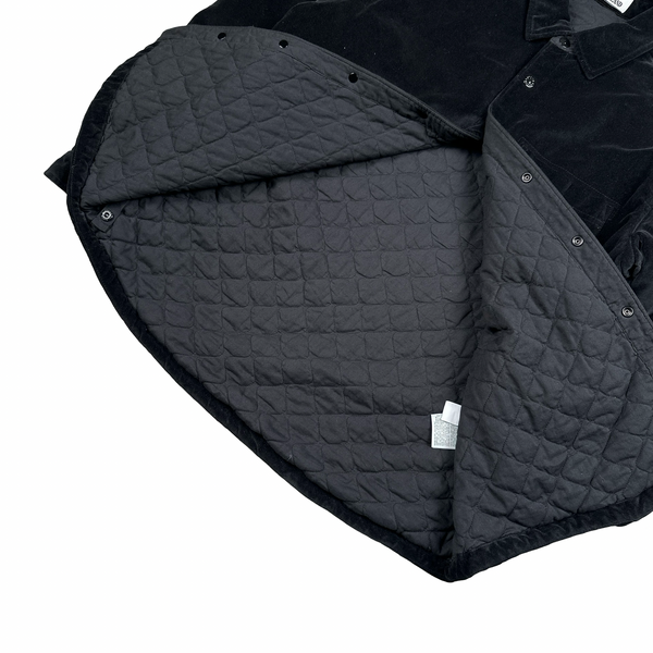 Stone Island 2023 Black Cotton Velvet Buttoned Overshirt - Large