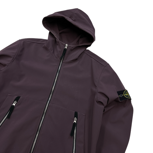 Stone Island 2021 Plum Soft Shell e-Dye Hooded Jacket - Large
