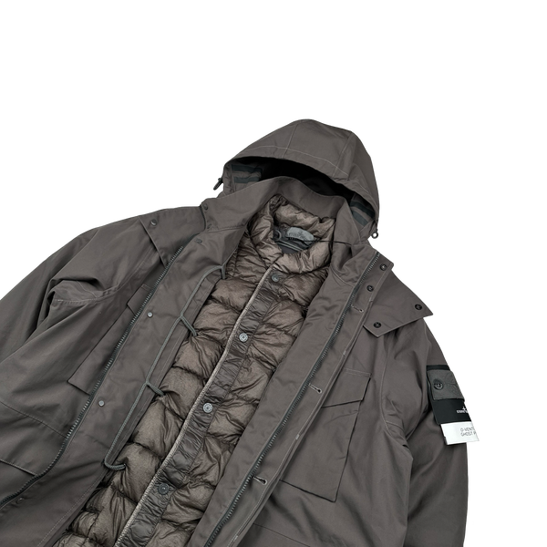 Stone Island 2022 O-Ventile Grey Ghost Piece Down Dutch Rope Puffer Jacket - XXL