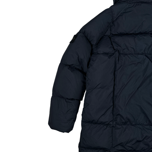 Stone Island 2019 Navy Garment Dyed Crinkle Reps Dual Hood Parka Jacket - Small
