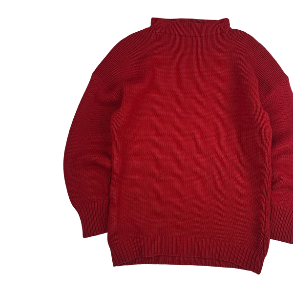 Stone Island 1992 Red Vintage Knitted Crewneck Pullover - Large