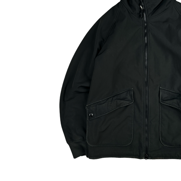 CP Company Black Teddy Fleece Lined Lens Viewer Hooded Jacket - Small