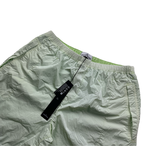 Stone Island 2023 Green Prismatico Ripstop Reflective Spellout Shorts - 34",32",30"