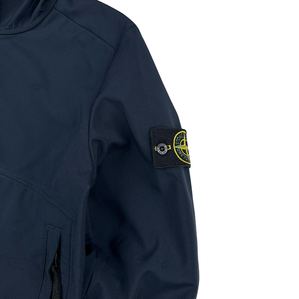 Stone Island Navy Hooded Soft Shell R Jacket - Small