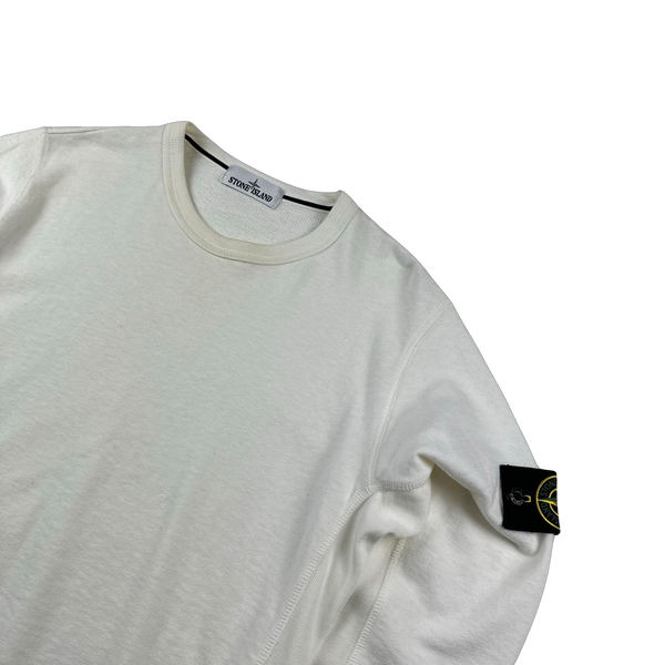 Stone Island 2015 White Cotton Crewneck Sweatshirt - Medium
