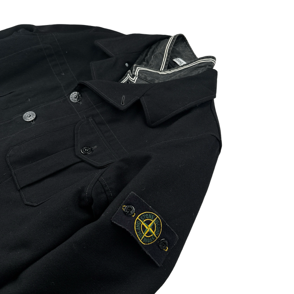 Stone Island 2008 Black Wool Lined Dutch Rope Duffle Jacket - XL