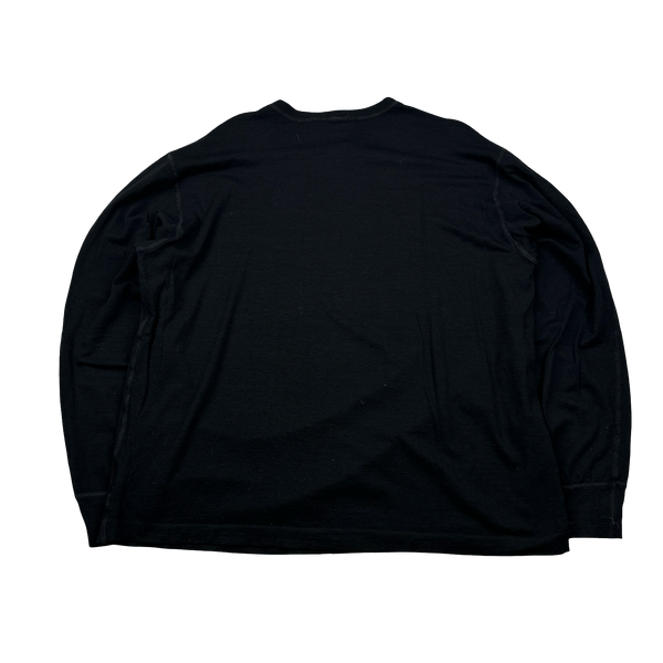 Stone Island 2002 Black Wool Spellout Long Sleeve Jumper - XL