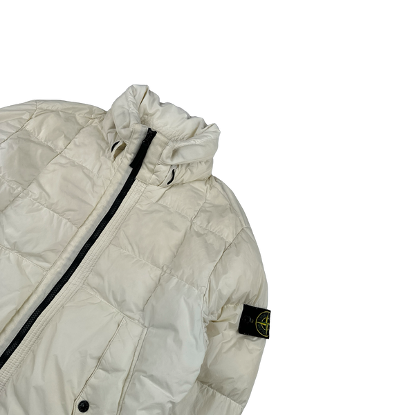 Stone Island 2018 White Garment Dyed Crinkle Reps Puffer Jacket - Small