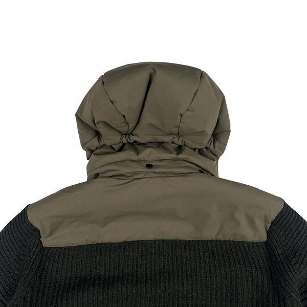 CP Company Khaki Hybrid Padded DD Shell Knit Jacket - Large